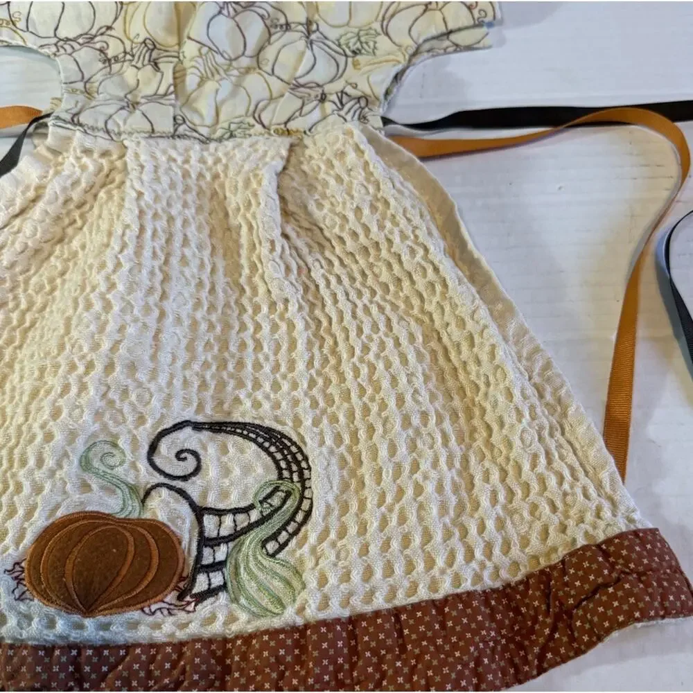 Harvest Season Embroidered Ruffle Hand Kitchen Towel Dress Decor